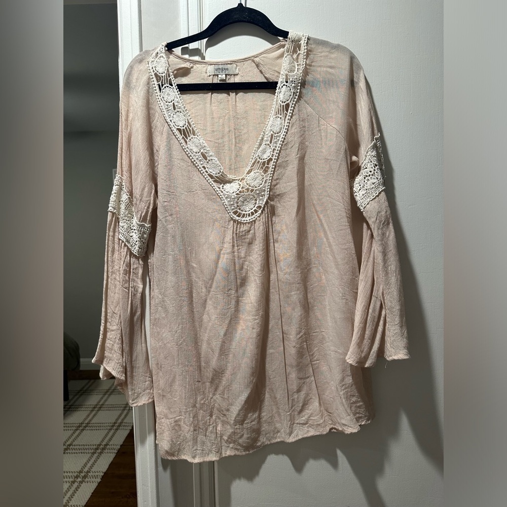 Very pretty tan and lace shirt